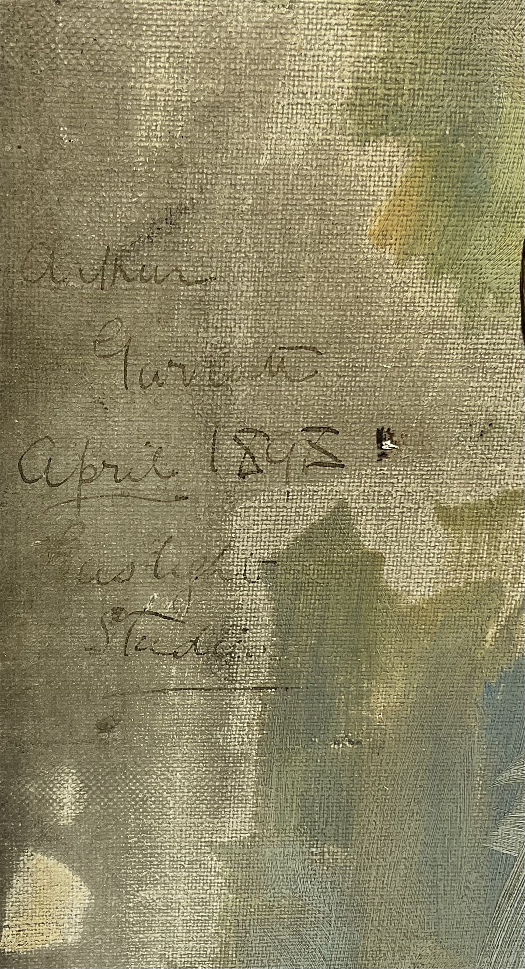 Arthur Paine Garratt (British 1873-1955): Bust Portrait Study, oil on canvas signed and dated Gaslight Studio April 1898, further portrait verso 56cm x 41cm (unframed)