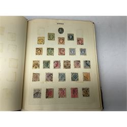 Great British and World Queen Victoria and later stamps, including, two QV penny black stamps one with red and one with black MX cancel, various penny reds, Luxemburg, Holland, Norway, Spain, Ethiopia, Egypt, Austria, Belgium, various other countries etc, housed in six albums