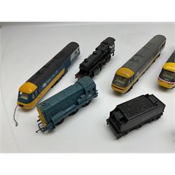 'OO' gauge - fourteen assorted playworn locomotives by Hornby, Tri-Ang, Lima etc, including 4-6-2 Flying Scotsman (lacking tender),  shunting locomotive, tank and diesel locomotives etc