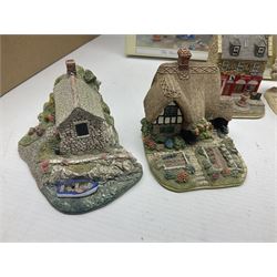 Twenty three Lilliput Lanes, including Village School, Lace's Shoe Shop, Cockles & Muscles, Scotland the Brave etc, together with The Leonardo Collection Paint Box Poppets and Gullivers World magazines 