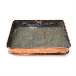 Arts & Crafts copper panel with relief decoration of a stag 27cm x 40cm