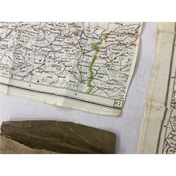 Two WW2 double sided silk escape and evade maps of Europe, comprising: Germany, Belgium, France, Holland, Spain etc,  in canvas envelope stamped Mark II