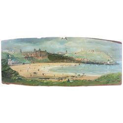 Robert Sheader (British 20th Century): Scarborough Beach, oil on panel signed, 25cm x 61cm 