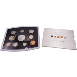 The Royal Mint United Kingdom 2000 proof set in clear plastic holder, with certificate (missing outer case)