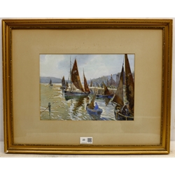  Lowestoft Fishing Boats, early 20th century watercolour heightened in white signed by Will Berkeley and dated '23, 21cm x 29cm  