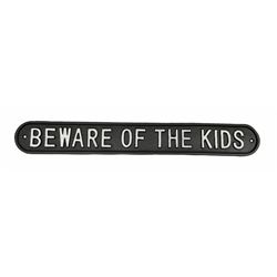 Cast iron sign 'Beware of the Kids', L44.5cm