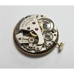 Tudor 9ct gold wristwatch, back case stamped Rolex 8018, Edinburgh 1957, on gilt expanding strap