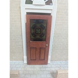 Two storey modern dolls house, with a collection of dolls house furniture and accessories, dolls house H66cm