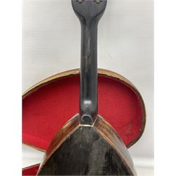 Early 20th century Italian Rafaele Disantino eight-string mandolin with two-piece back and spruce top with stamped Rafaele Disantino signature; bears maker's label L61cm; in wooden carrying case