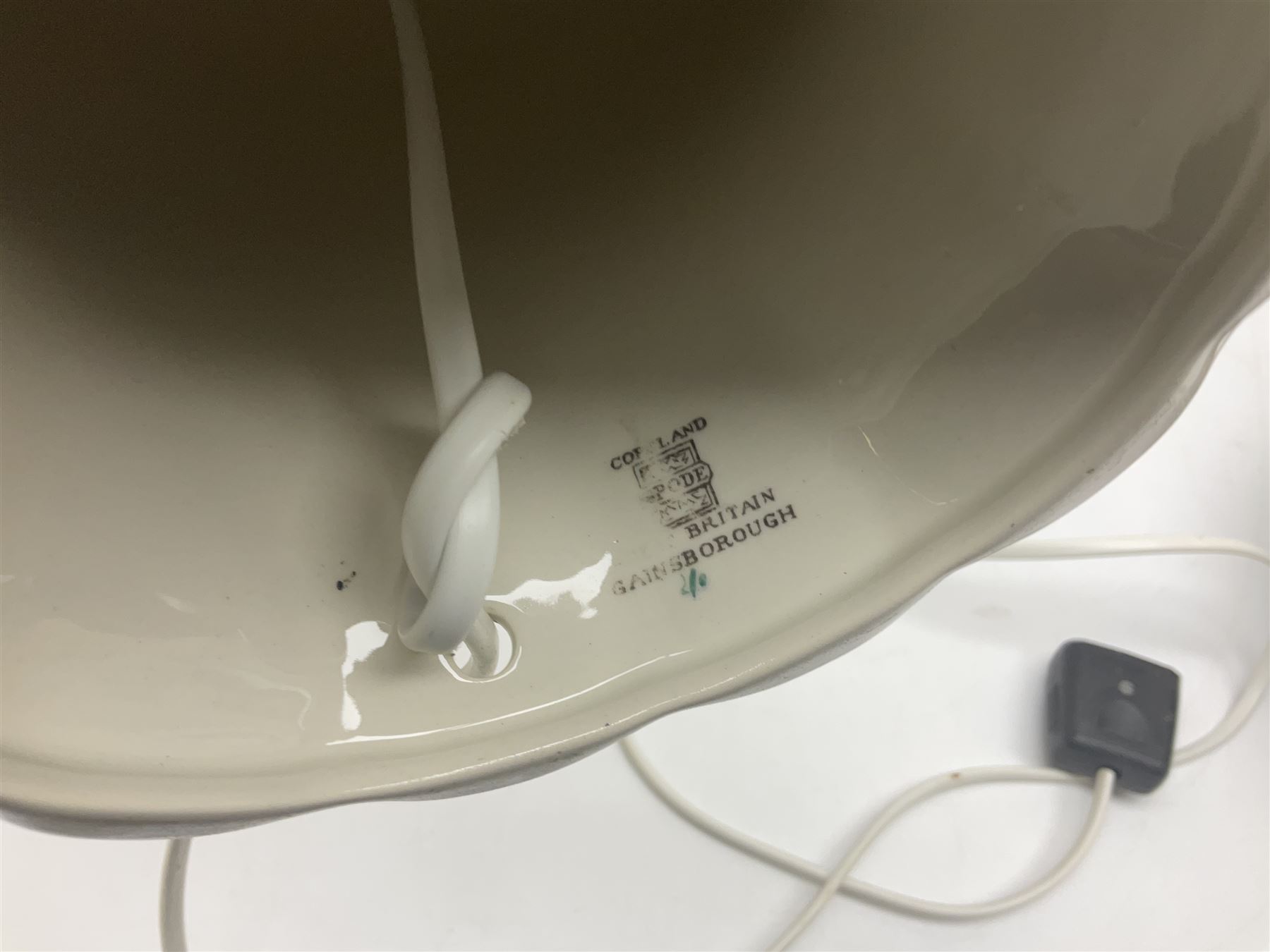 Copeland Spode table lamp with floral decoration, together with another table lamp, largest with shade H57cm