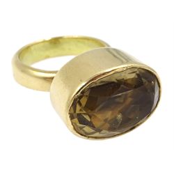 9ct gold oval smokey quartz ring