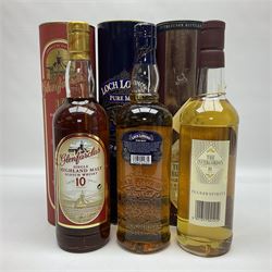 The Invergordon, 10 year old, single malt Scotch whisky, 70cl, 43% vol, Glenfarclas, 10 year old, single malt Scotch whisky 700ml 40% vol and Loch Lomond, single malt Scotch whisky 0.7l 40% vol, all boxed   