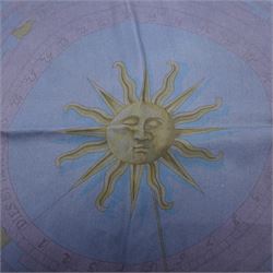 Hermes 'Astrologie' dip dye silk scarf in blue and black colourway, designed by Francoise Facconet, 90cm x 90cm 