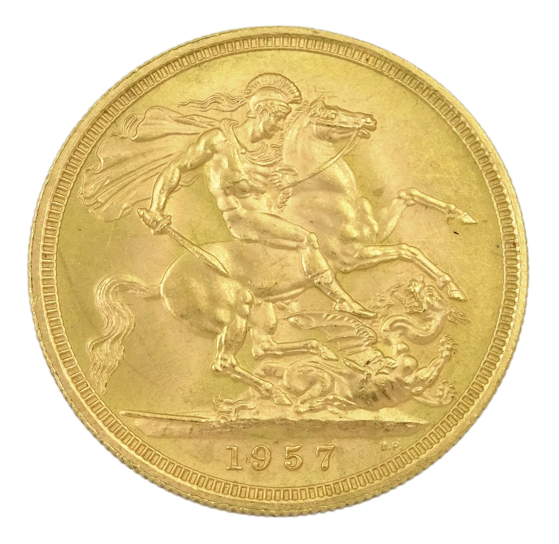 Queen Elizabeth II 1957 gold full sovereign coin