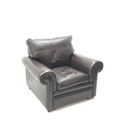 Duresta armchair upholstered in chocolate brown leather 