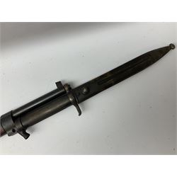 Early 20c Swedish 6.5mm bolt-action service rifle inscribed Carl Gustafs Stads Gevarsfaktori 1904; with 74cm barrel and original Model 1896 knife bayonet with scabbard No.149918 L149cm overall. Deactivated to early specification so requires re-deactivation to modern standards SECTION 1 RFD ONLY