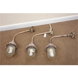  Three ELP industrial factory metal wall lights, glass shades marked HYSIL tested to 75lbs/sq ins, D55cm approx (3)  