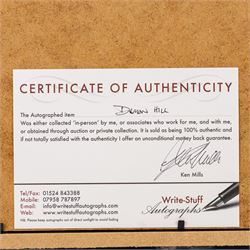 Ten signed Formula 1 photographs, comprising eight Damon Hill examples, Jenson Button and a Nigel Mansell example, nine with certificates of authenticity from Write Stuff Autographs, all framed, largest H47cm, W67cm