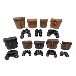 Eight cased pairs of binoculars, to incl
