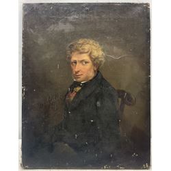 B Roberts (British Mid-19th century): Portrait of a Seated Gentleman, oil on canvas indistinctly signed and dated 1851, 47cm x 36cm (unframed)