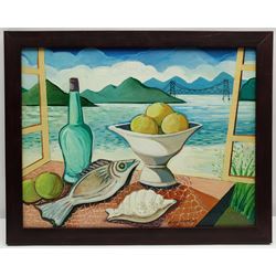 Nildo Martins (Brazilian 1948-): Florianópolis Still Life, oil on board signed 35cm x 45cm