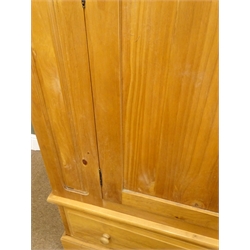  Solid pine single wardrobe with drawer, plinth base, W99cm, H198cm, D62cm  