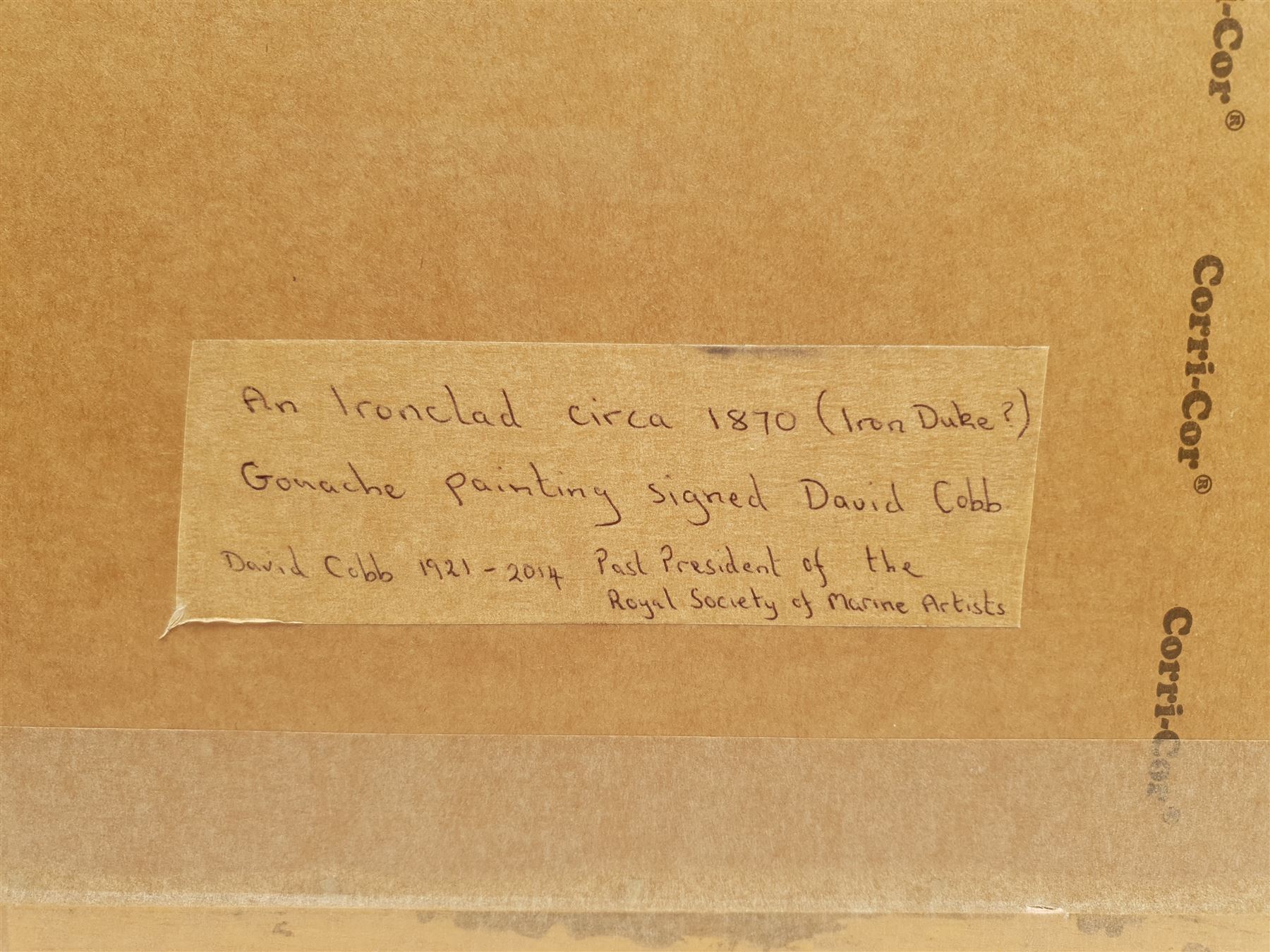 David Cobb RSMA (British 1921-2014): 'An Ironclad c.1870', gouache signed 16cm x 14cm