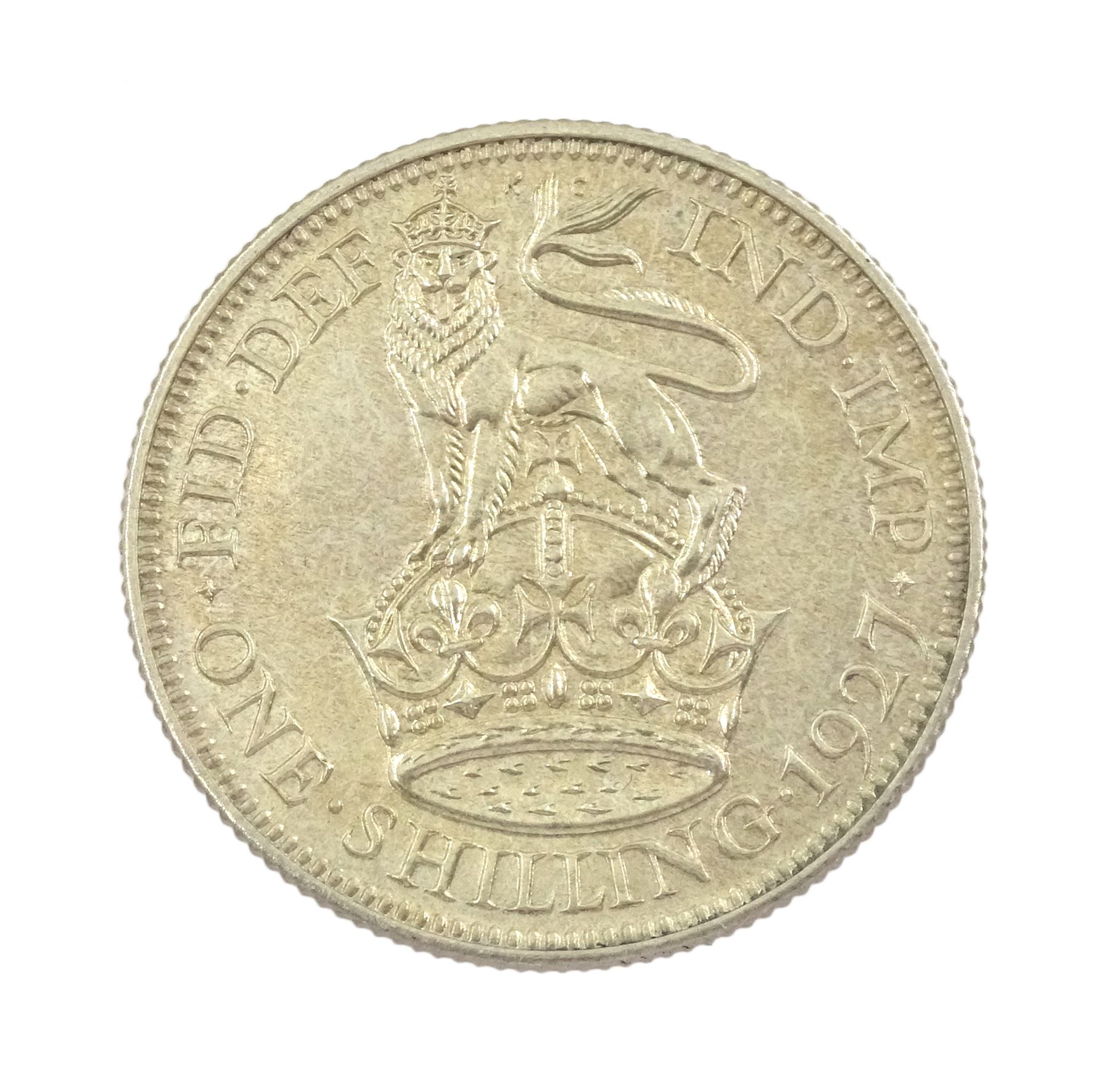 King George V 1927 proof coin set, comprising threepence, sixpence, one shilling, florin, halfcrown and 'wreath' crown, cased