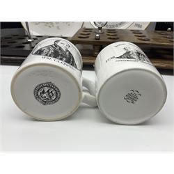 Collectables relating to the Methodist Church, including plates, goblet and mugs commemorating the 250th anniversary of the church, together with two wooden communion cup holders, etc