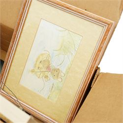 Collection of ten Beswick Beatrix Potter figures, brown back stamps, a Rupert figure and a number of Beatrix Potter prints