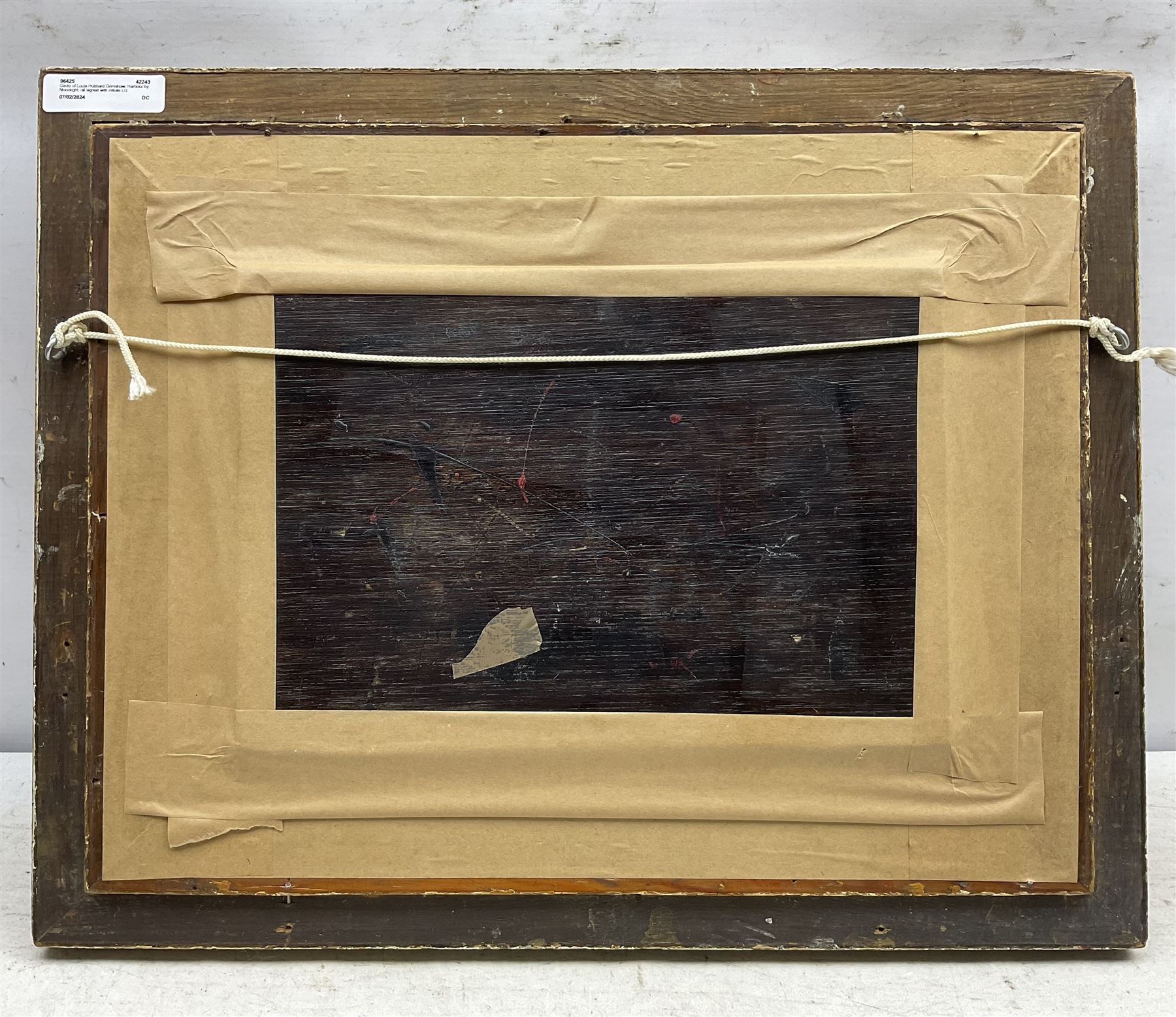 Circle of Louis Hubbard Grimshaw (British 1870-1944): Harbour by Moonlight, oil on panel signed with initials LG 19cm x 30cm 