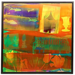 Gillian Ross Kelsey (British 1935-2025): 'Pisces', acrylic glaze on board, signed and titled verso 91cm x 91cm