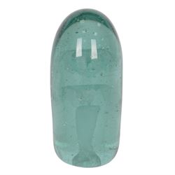 Three Victorian green glass dump paperweights with floral sulphur inclusions, tallest H17cm