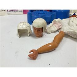Six Million Dollar Man - two 1975 Bionic Transport and Repair Stations with related figures, further accessories and boxes