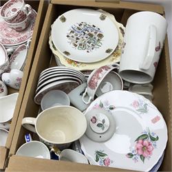 Collection of tea and dinnerware, including Royal Tudor Ware, Runnington pottery dinner wares, etc, four  boxes. 