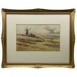 John C Syer (British 1844-1912): 'The Windmill Hawsker', watercolour signed 30cm x 50cm
