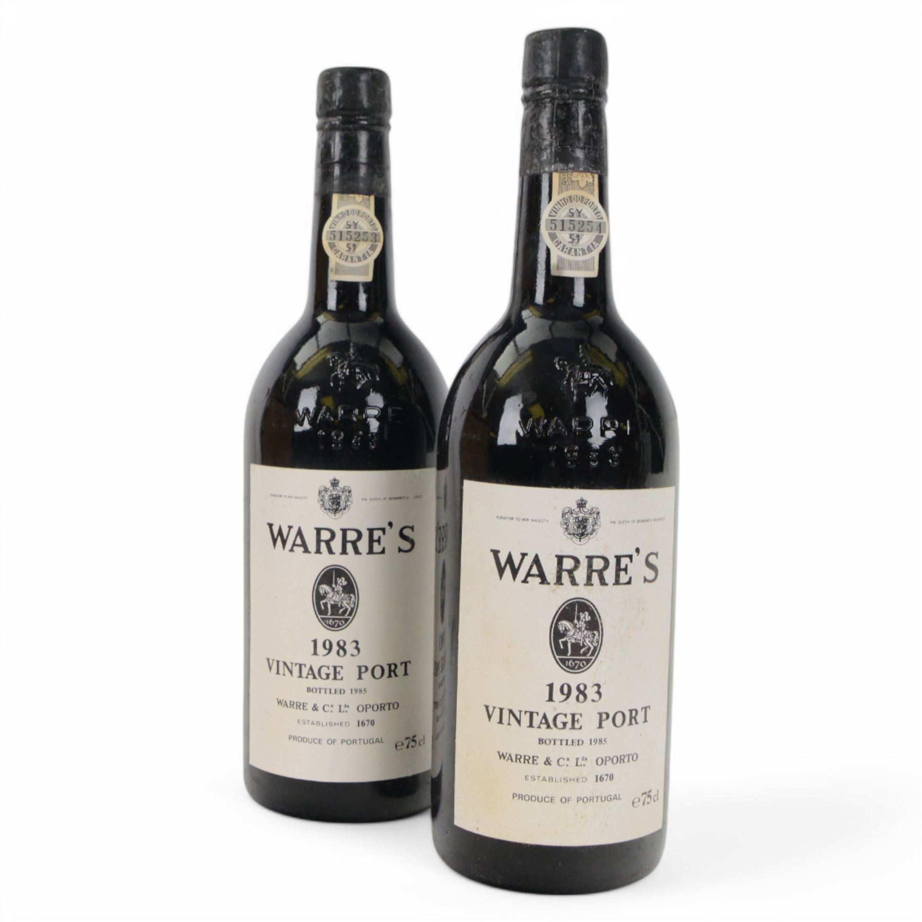 Warre's 1983 vintage port, 75cl unknown proof, twelve bottles, cased  