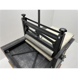 Tofko 'Norup Maxi' etching press, bench and accessories including: etching ink, rollers, varnish, etching ground etc. (bed size approx. 60cm x 41cm)