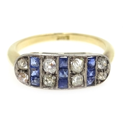 Art Deco sapphire and diamond ring stamped 18ct  