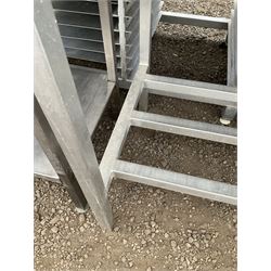 Aluminium framed preparation table with stainless steel top, barred under-tier - THIS LOT IS TO BE COLLECTED BY APPOINTMENT FROM DUGGLEBY STORAGE, GREAT HILL, EASTFIELD, SCARBOROUGH, YO11 3TX