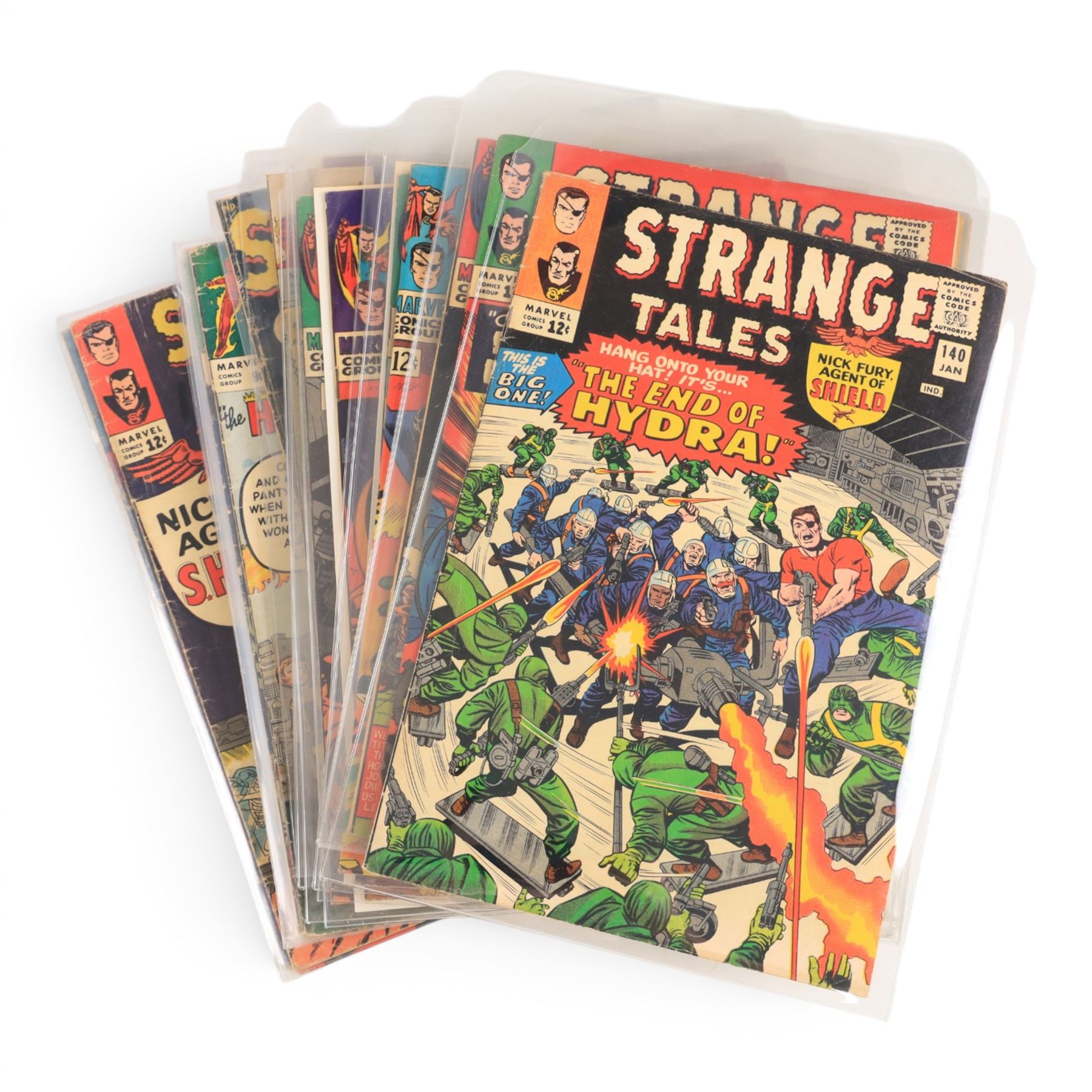 Fifty-six Marvel Silver Age 'Strange Tales' comic books, spanning years 1959-1966, comprising issues #68, #91, #94, #96, #100, #101, #106, #108, #113, #115, #116, #119, #121, #122, #124-#149, including some duplicates