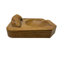 Mouseman - oak ashtray, canted rectangular form with carved mouse signature, by the workshop of Robert Thompson, Kilburn, L10cm