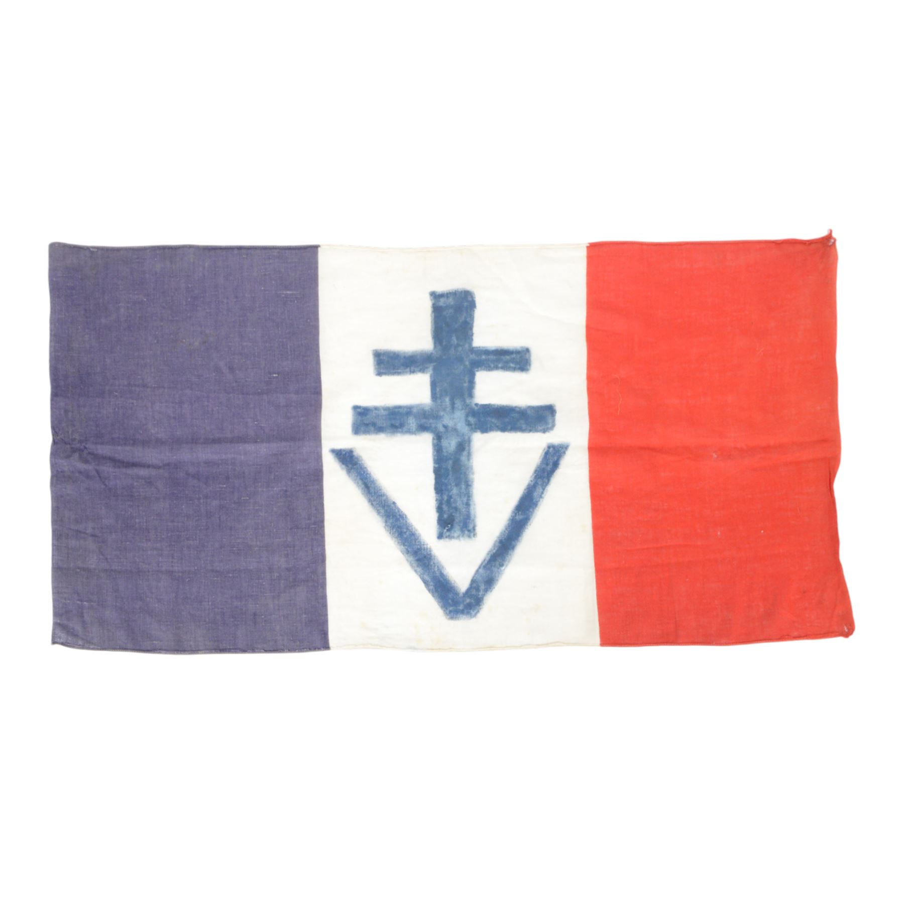 WWII French Forces of the Interior flag, circa 1944, H41cm, L80cm
