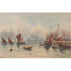 John Wynne Williams (British fl.1900-1920): Whitehead Hill and St Marys Steps, pair watercolours signed 24cm x 15cm; Austen Smith (British Early 20th Century): View towards Scarborough Castle, watercolour signed and dated 1913, 10.5cm x 17.5cm; A Smith (British Early 20th Century): Scarborough Harbour Scenes, pair watercolours signed 22cm x 34.5cm (5)