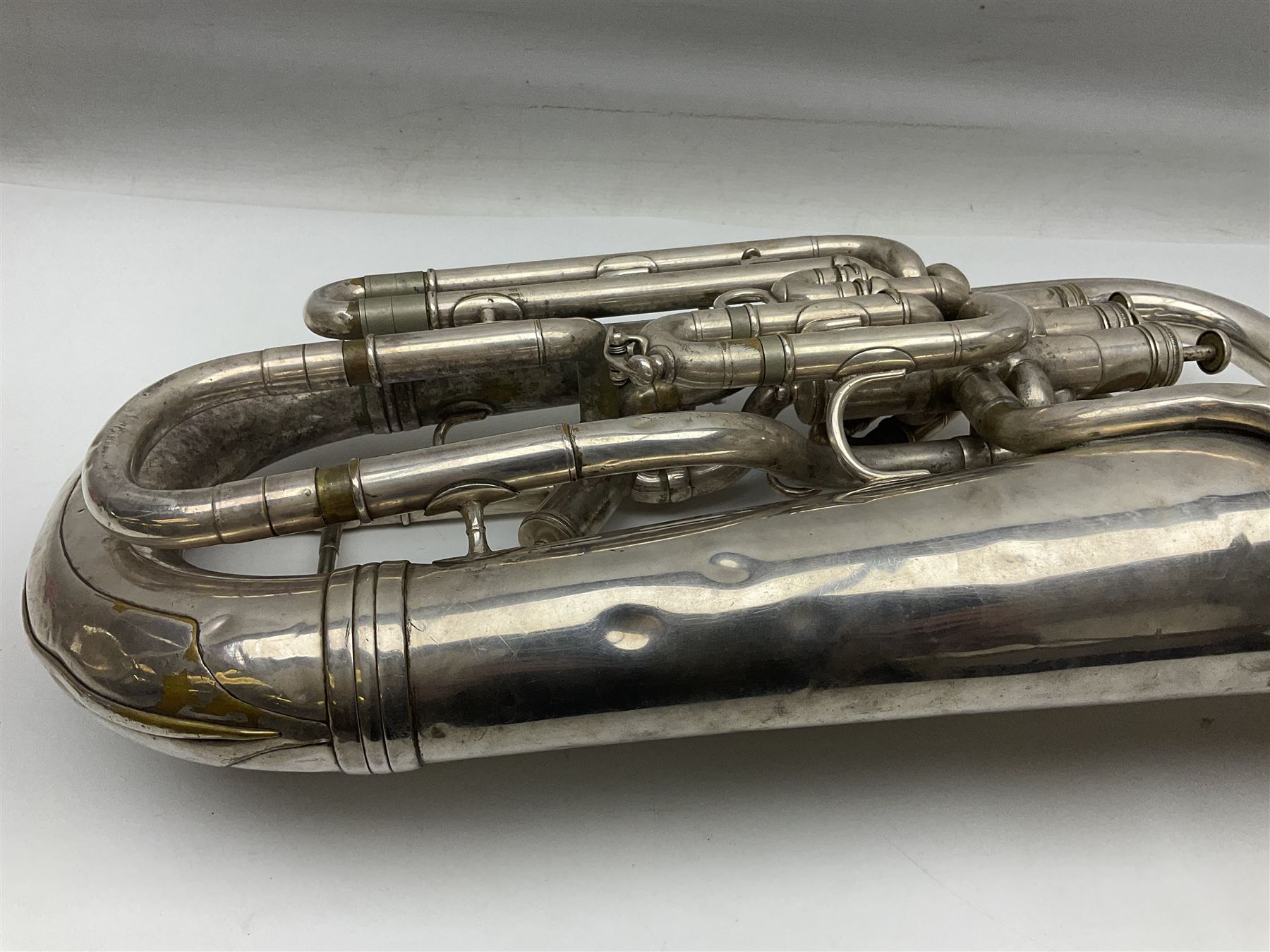 Boosey & Co Class A silver plated four-valve euphonium, serial no.117918 L62cm; in carrying case