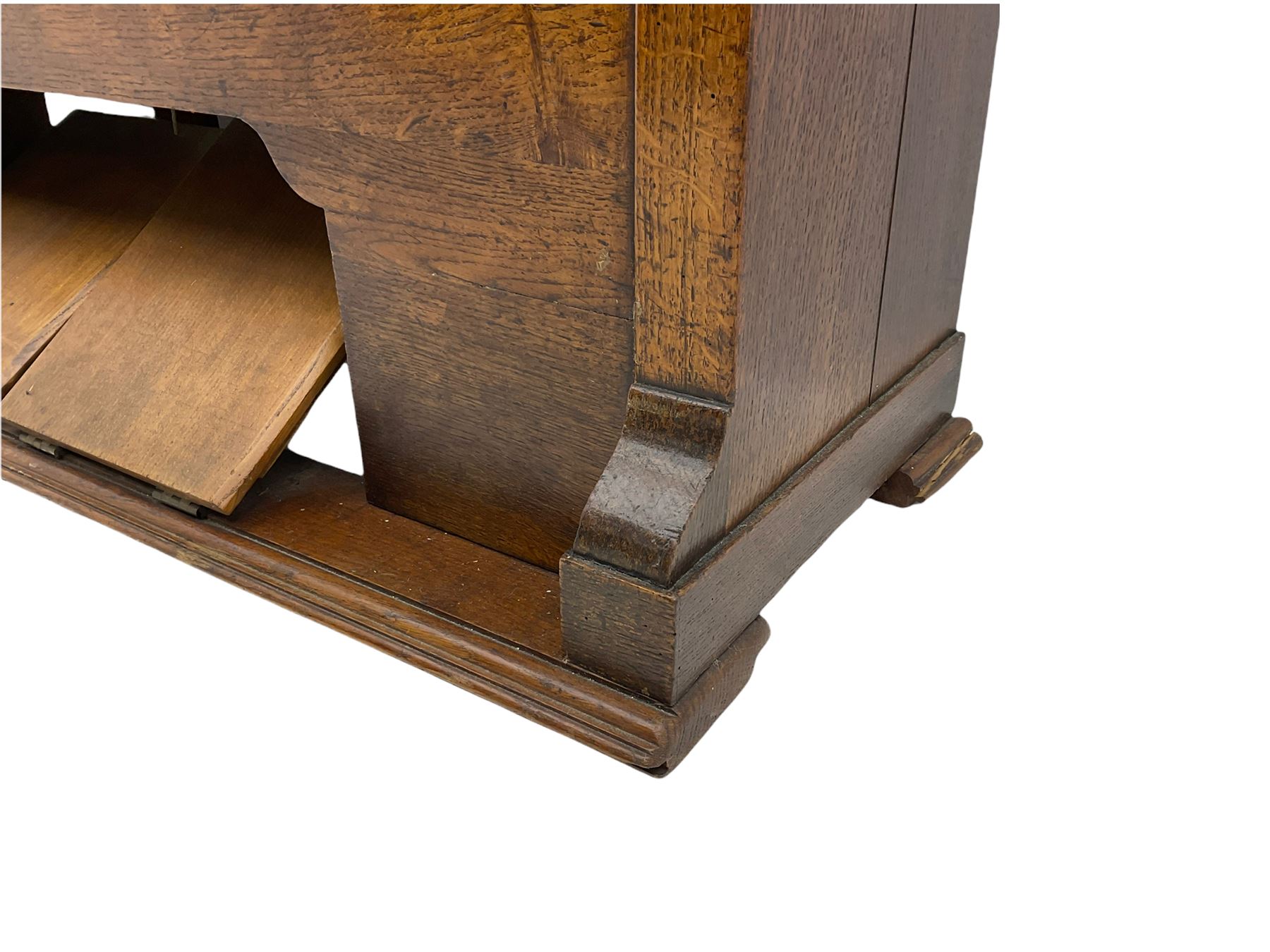 19th century oak cased harmonium, twin pedal pump mechanism