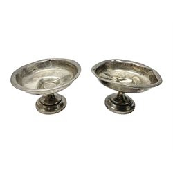 Pair of silver bon bon dishes, with weighted bases, hallmarked 