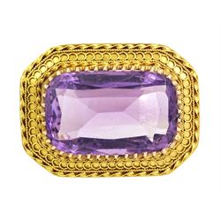 Early 20th century gold amethyst Etruscan design brooch