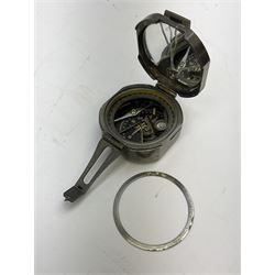 C.S.A. Stanley London 'Brinton Compass MKI 1862', brass trench art shell case trinket box, together with another box