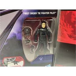Star Wars - The Force Awakens First Order Special Forces TIE Fighter; The Black Series Centrepiece of Luke Skywalker; Revenge of the Sith Battle Pack Treachery on Saleucami; Titanium Series Die-Cast Clone Trooper; and two other pairs of figures; all boxed (6)